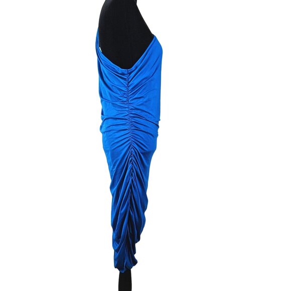 Pretty Garden Womens Elegant One Shoulder Blue Ruched Dress Size XL Party - Picture 3 of 8